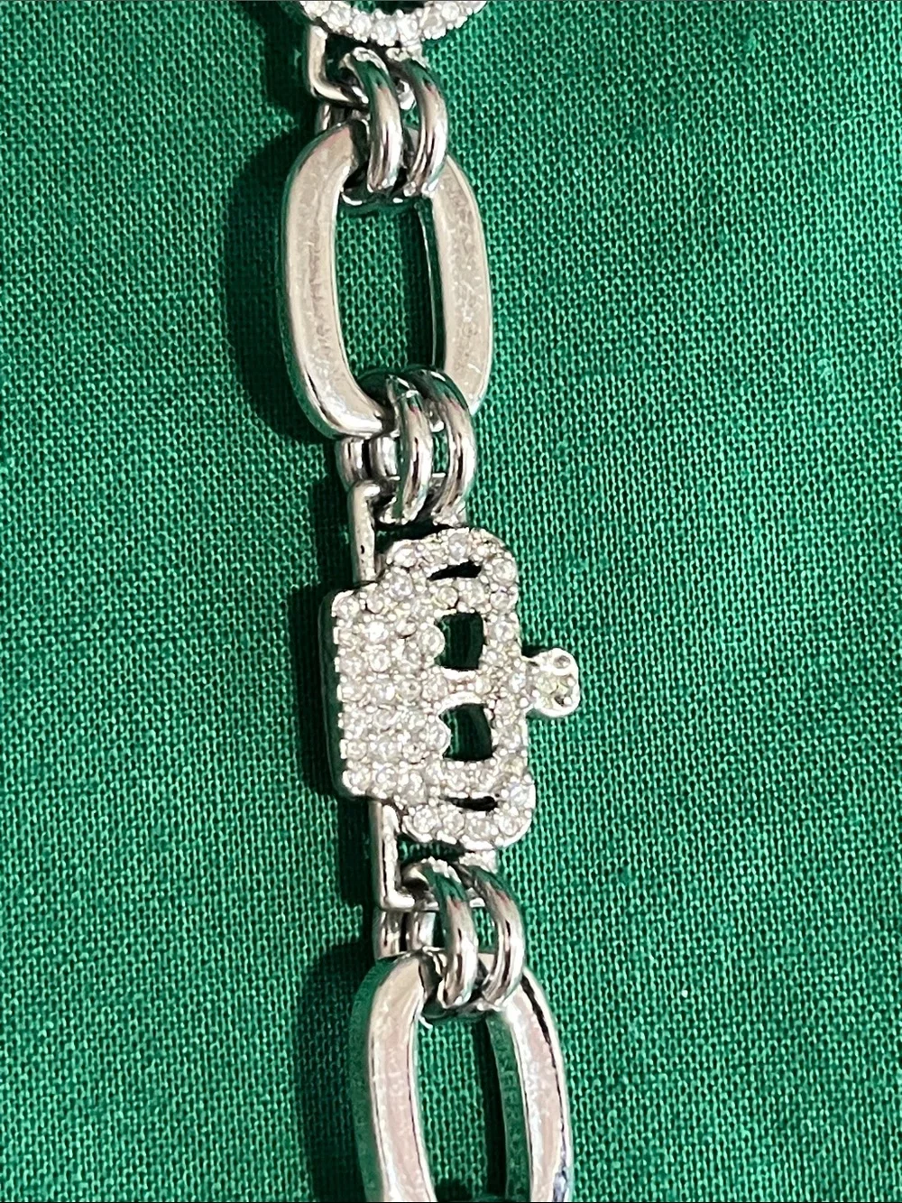Juicy Couture Silver Crystal Link Bracelet with Heart Charm